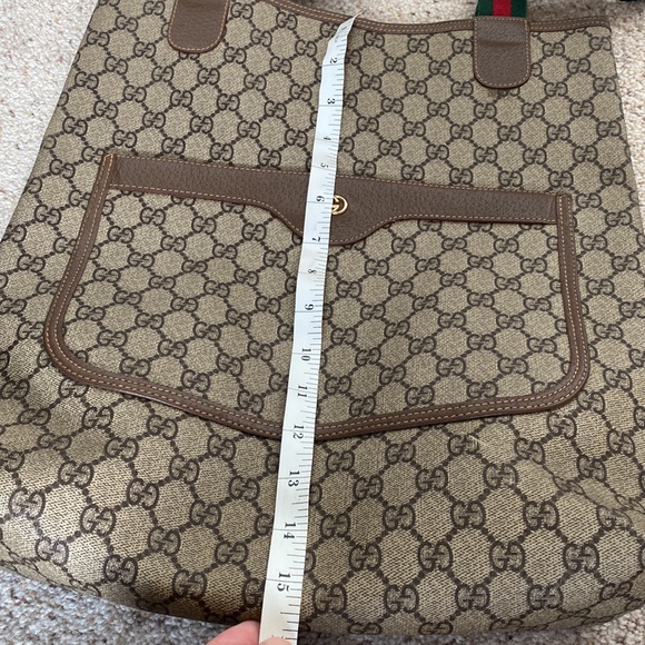 Authentic Gucci Tote Bag Brown PVC Used Handbag Vintage - Picture 14 of 16